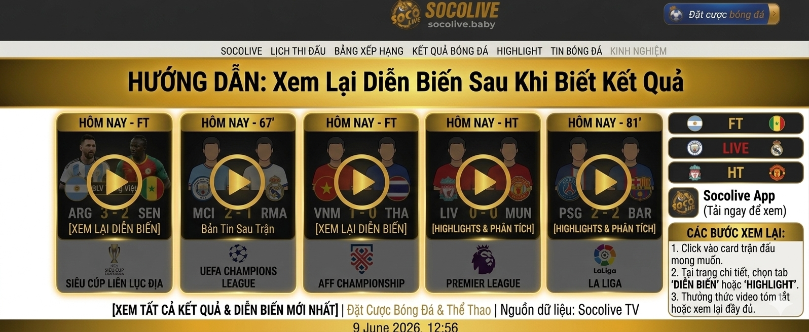 Kết Quả Bóng Đá Socolive – Tỷ Số Mới Nhất Hôm Nay 1 Cách xem lại diễn biến sau khi biết kết quả